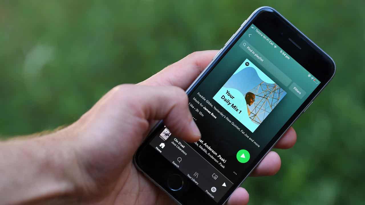 Music streaming app on a phone