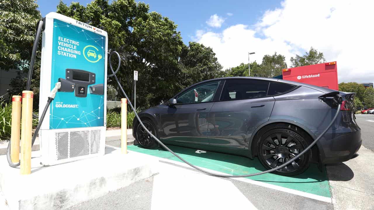 Electric vehicle charging station.