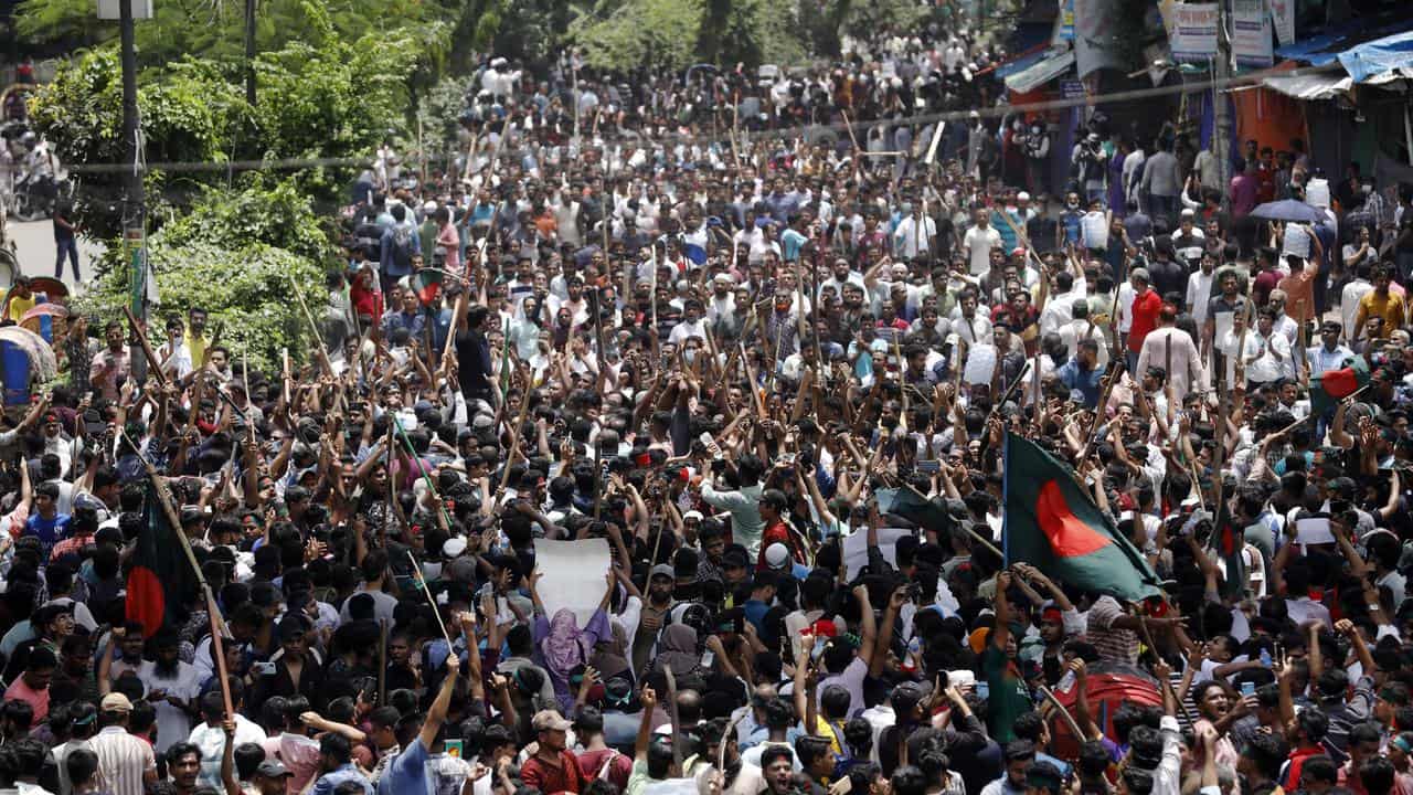 People rally against Prime Minister Sheikh Hasina in Dhaka, Bangladesh