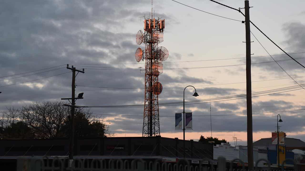 A communications tower in the NSW outback town of Bourke