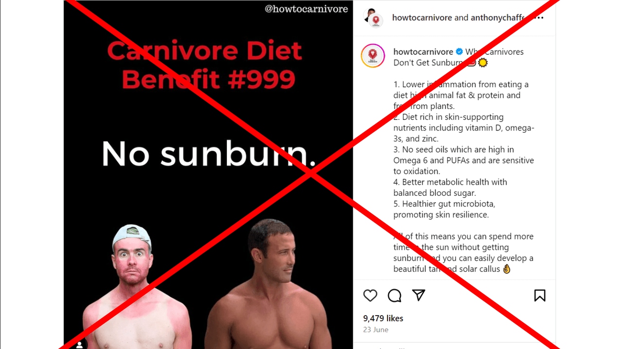 An Instagram post spreading the false claim.