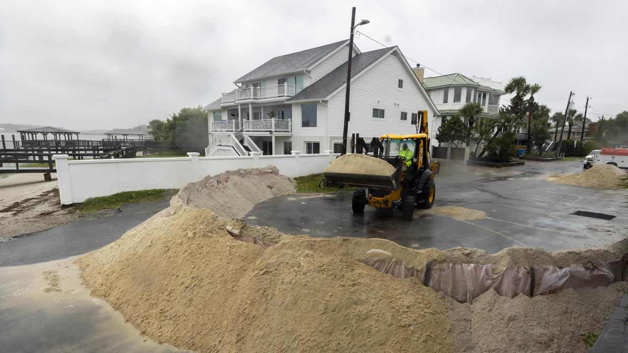 Barriers against tropical storm Debby in Tybee Island, Georgia