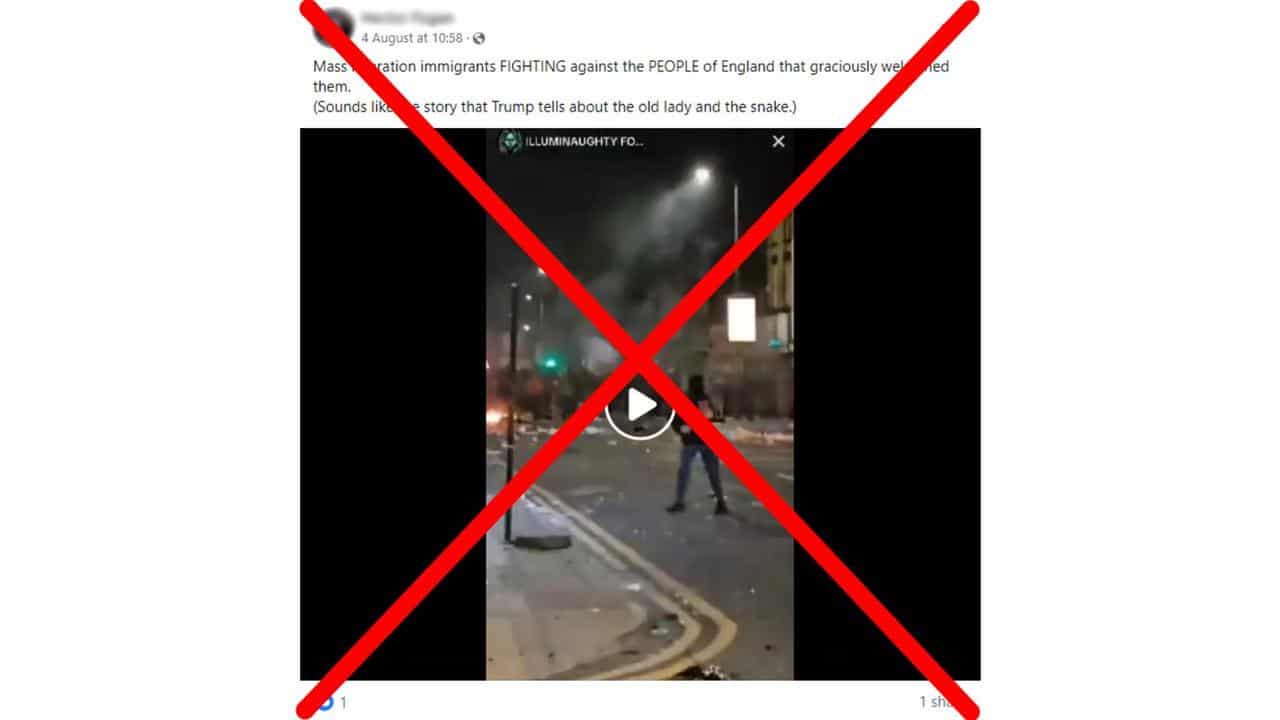 Facebook post claiming immigrants rioted in Liverpool Aug 3