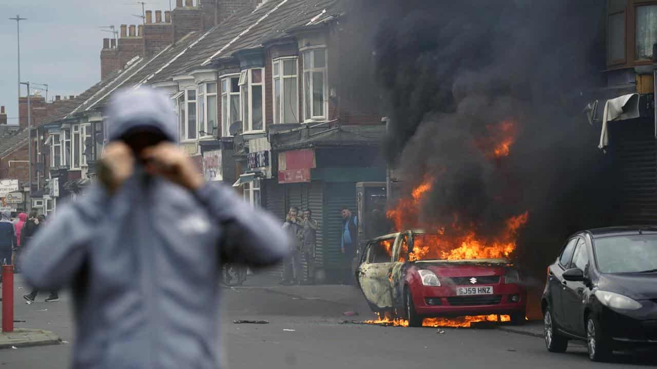 An anti-immigration protest in Middlesbrough, England