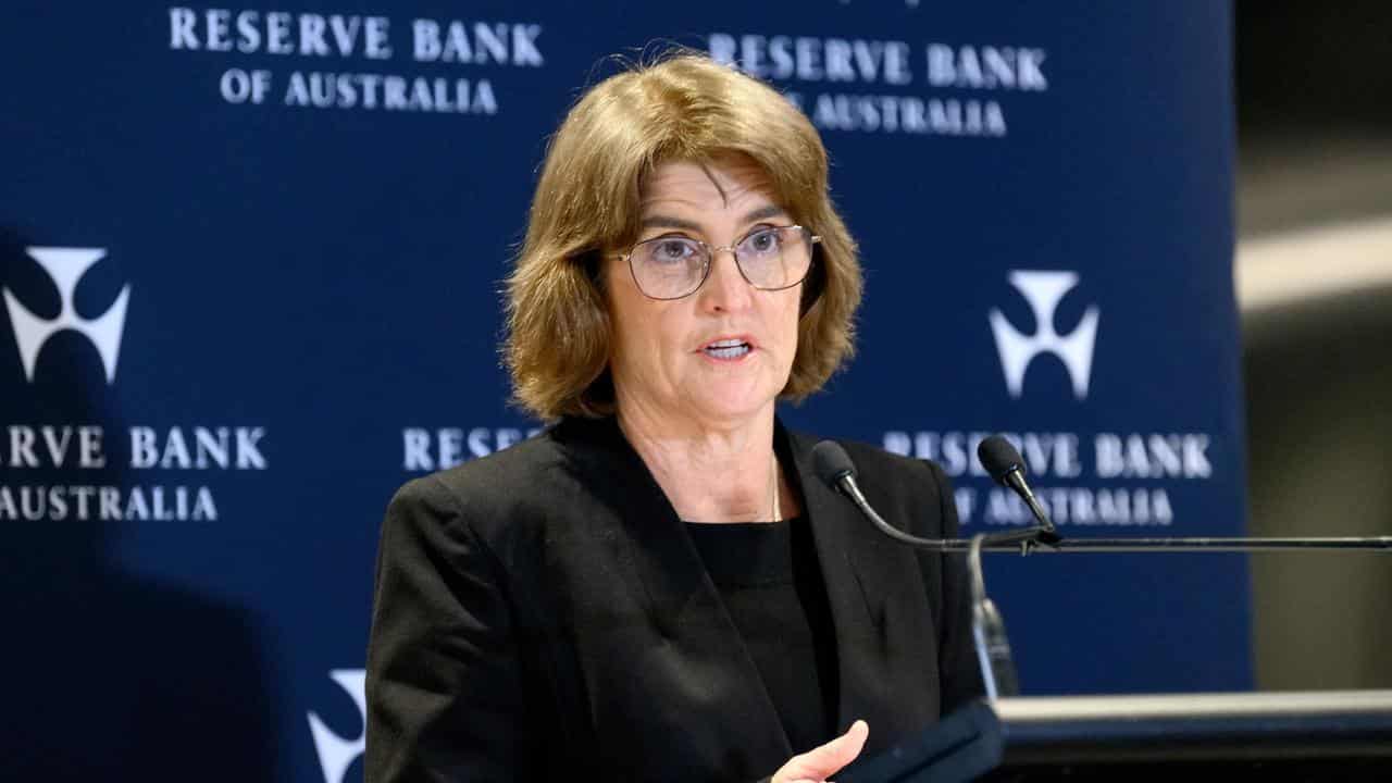 Reserve Bank governor Michele Bullock speaks at a press conference