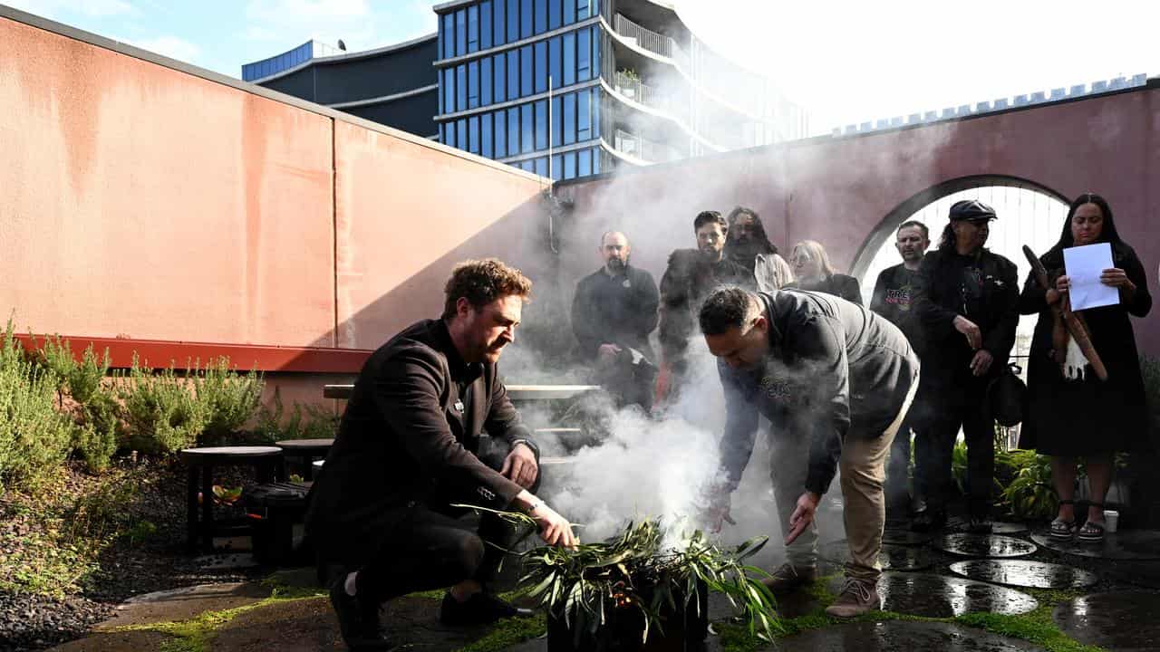 Smoking ceremony for the Yoorrook Justice Commission in Melbourne