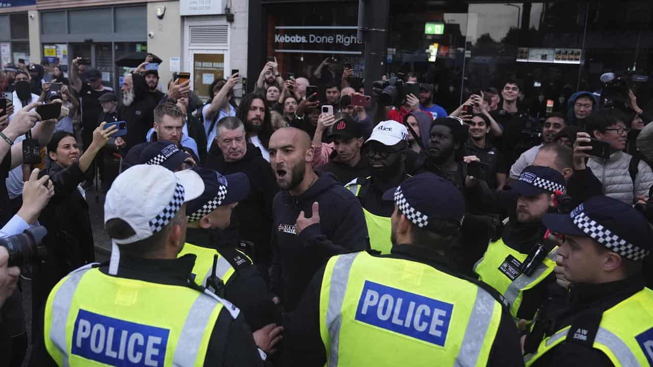 Anti-immigration protest in North Finchley, London