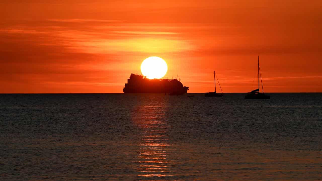 An LNG carrier sailing out of Darwin Harbour (file image)