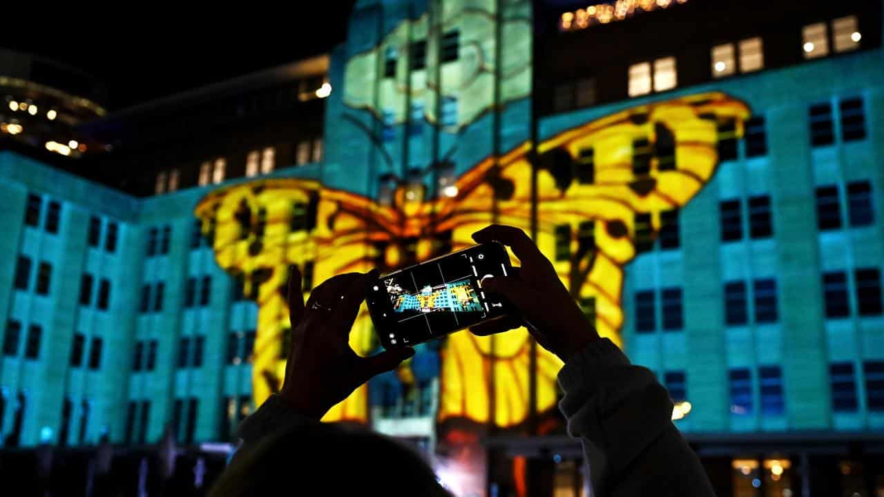 A projection on the Museum of Contemporary Art