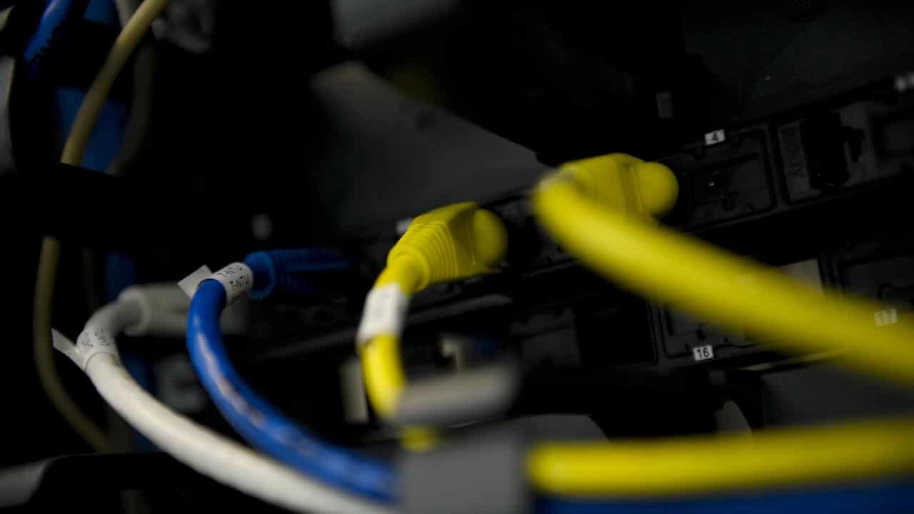 Ethernet cables in a server room