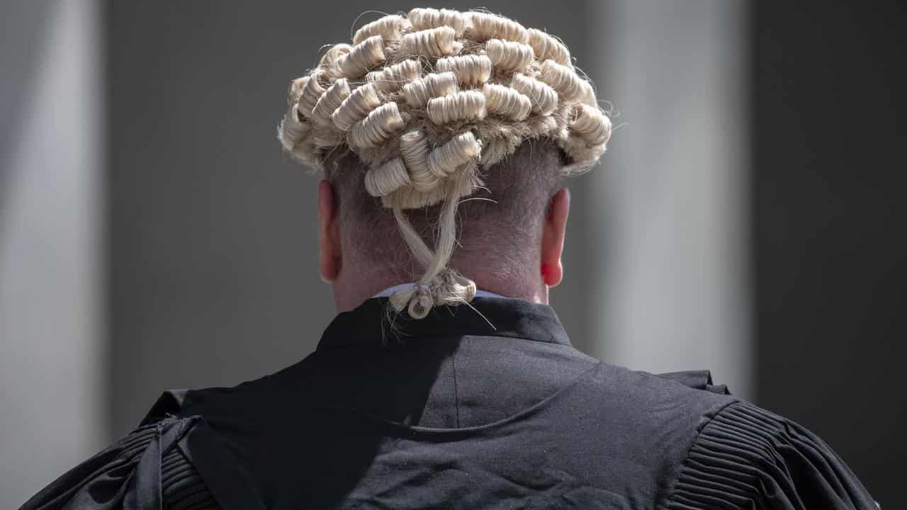 A barrister wears a wig at the Supreme Court