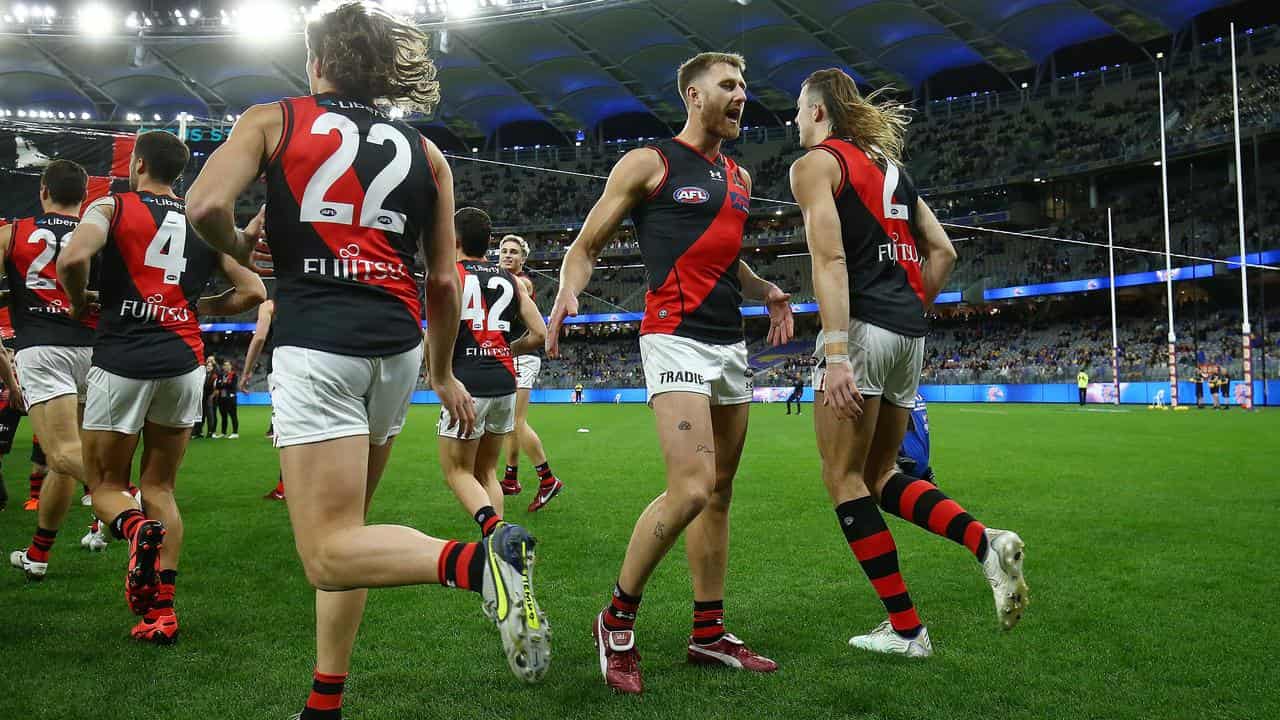 Sam Draper (right) and Dyson Heppell (second right).