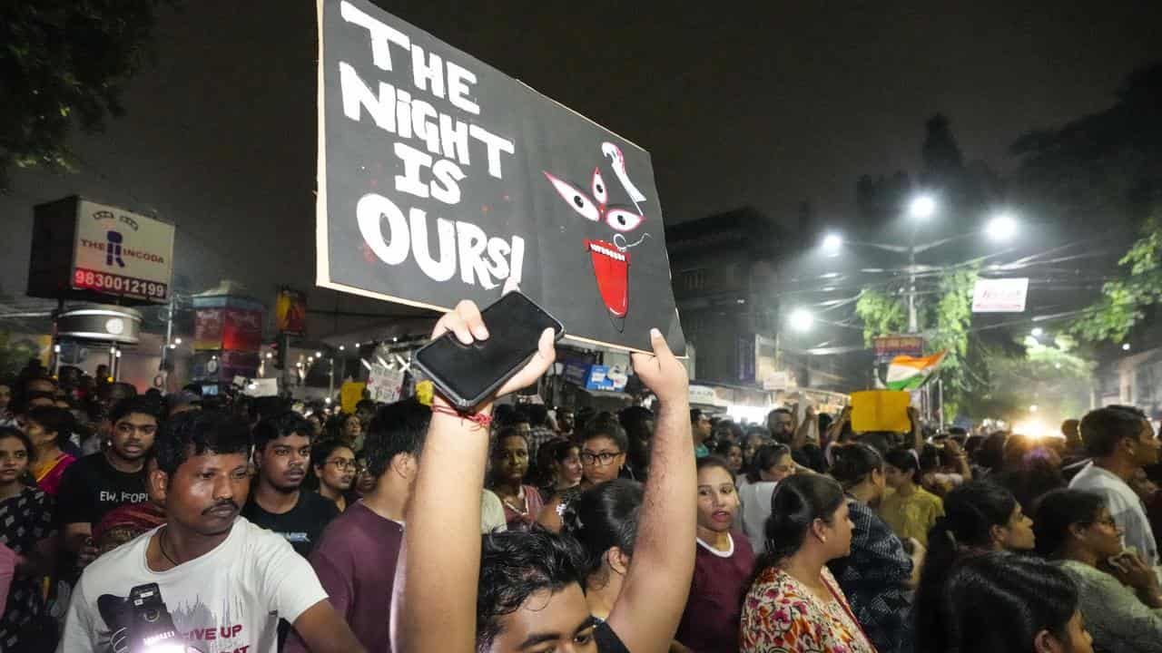 A midnight rally in Kolkata against the rape and murder of a doctor