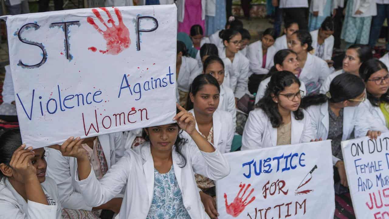 Doctors in India protest against the rape and murder of a fellow medic