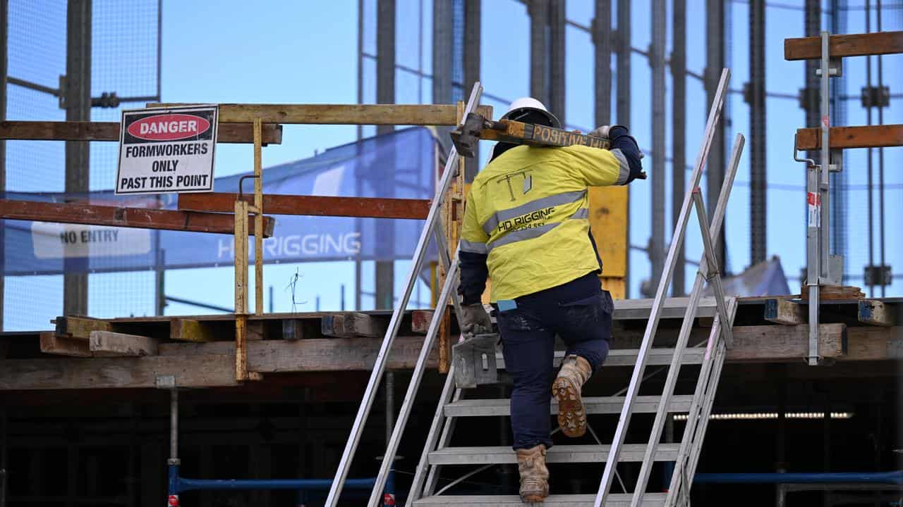 Construction works on a building site (file image)