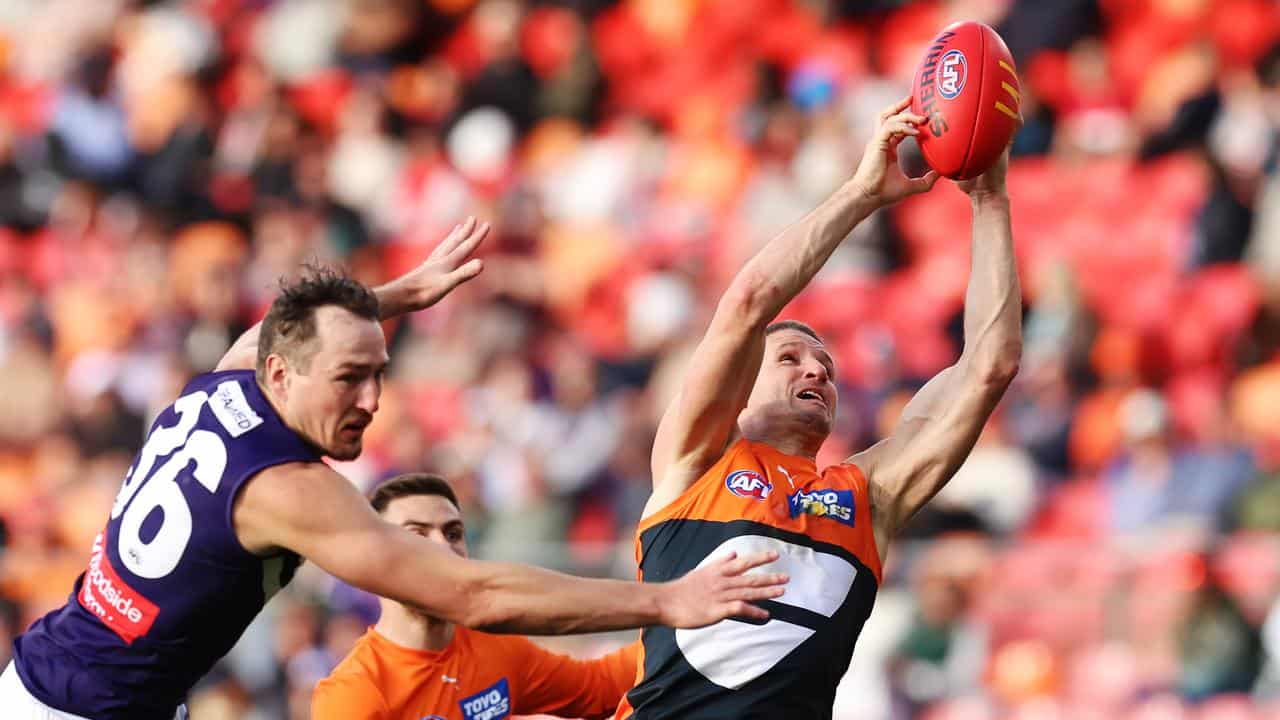 GWS forward Jesse Hogan (right).