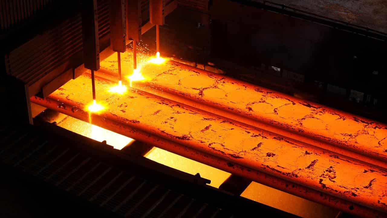 Steel cut into slabs (file image)