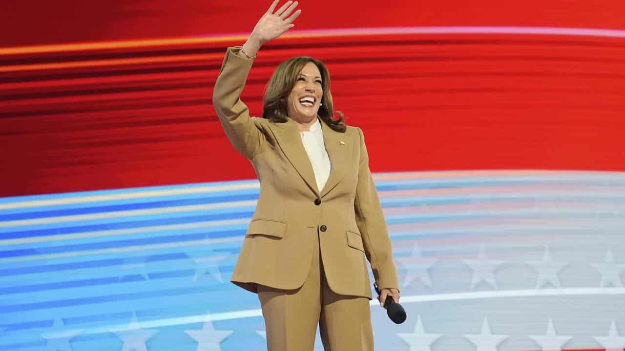 Kamala Harris speaks during the Democratic National Convention