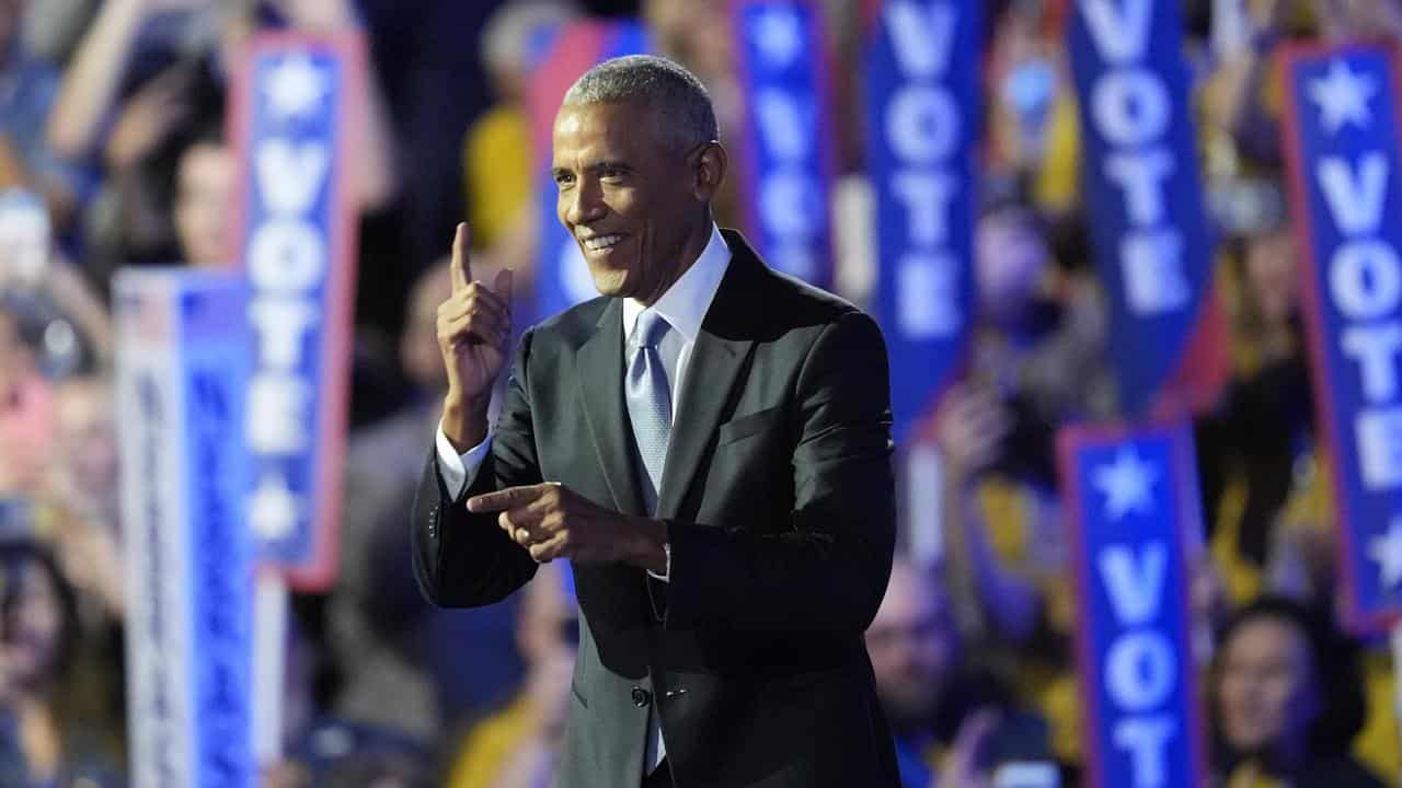 Barack Obama speaks during the Democratic National Convention