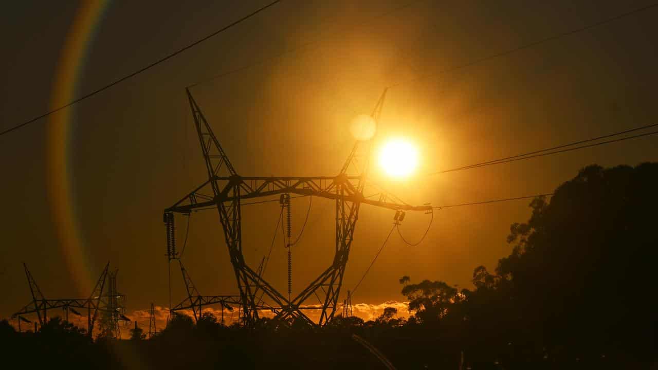 Electricity transmission lines on the Gold Coast.