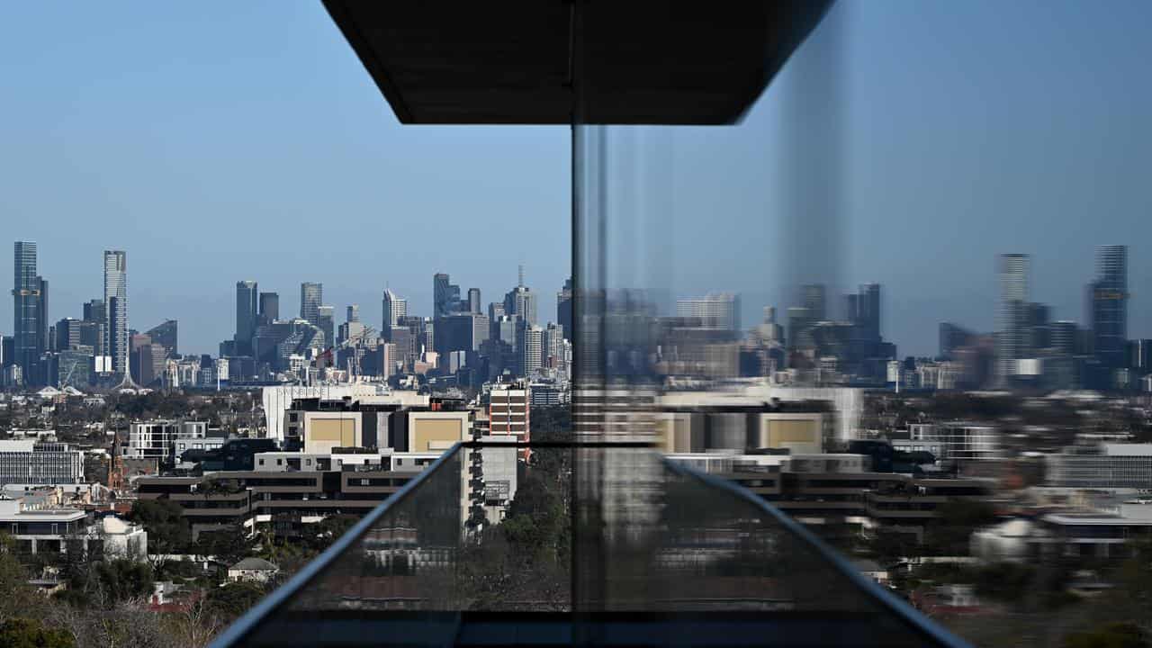 Melbourne CBD viewed from a new housing development