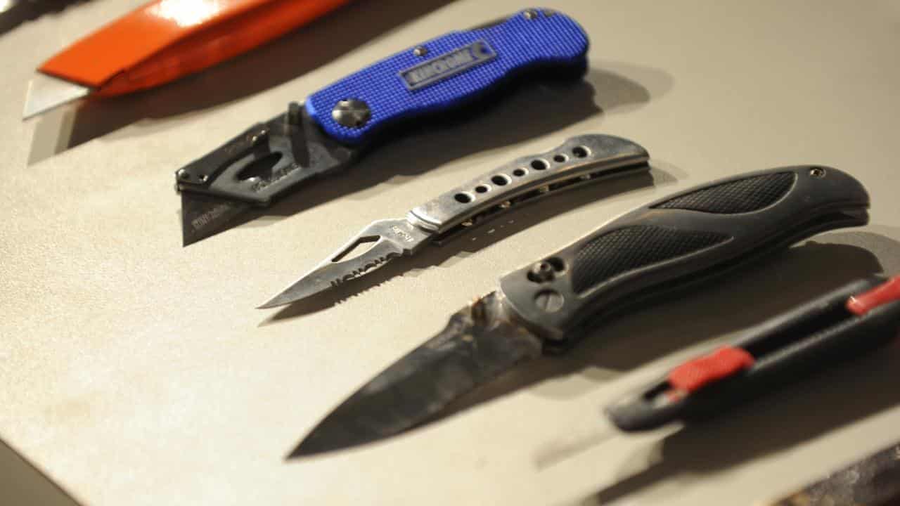 File photograph of knives seized by police