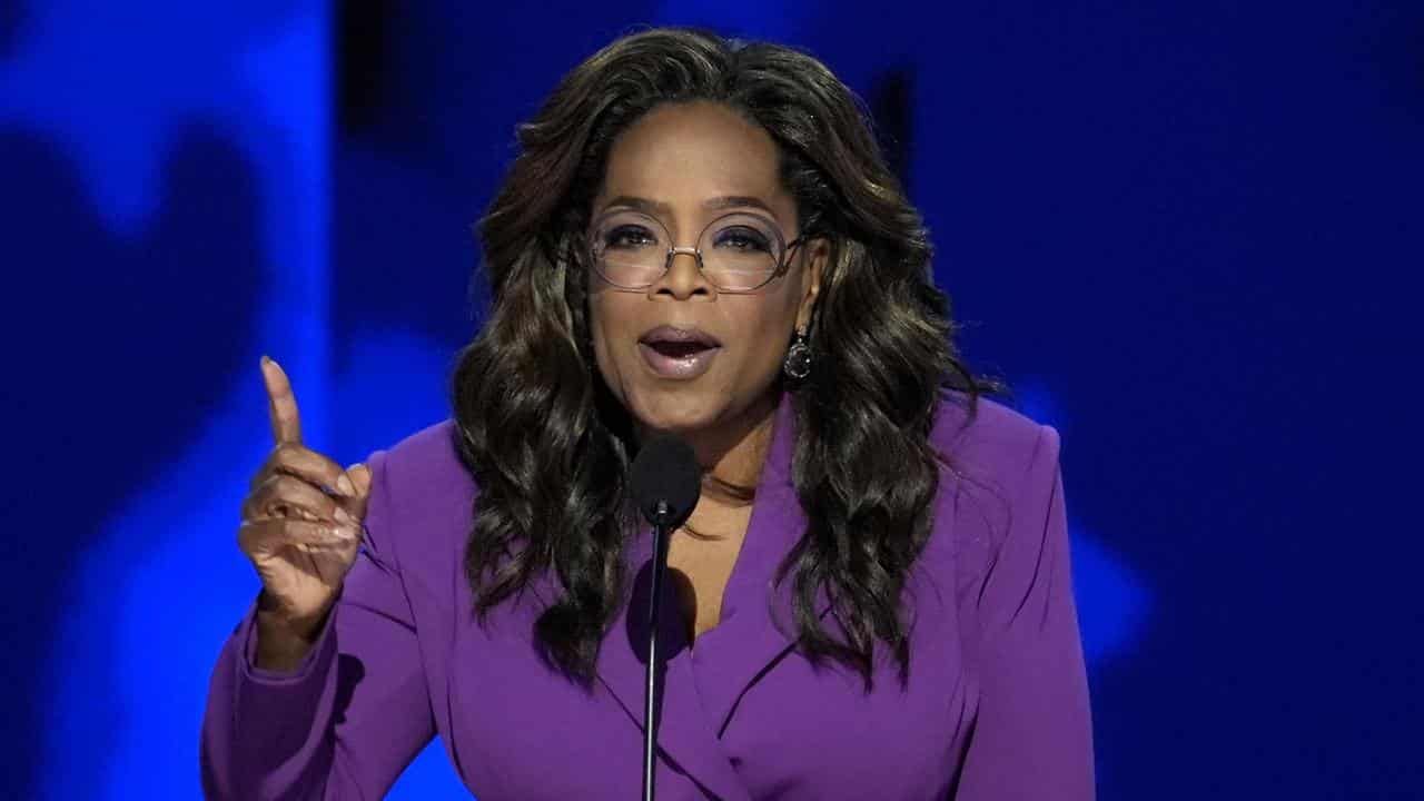 Oprah Winfrey speaks during the Democratic National Convention