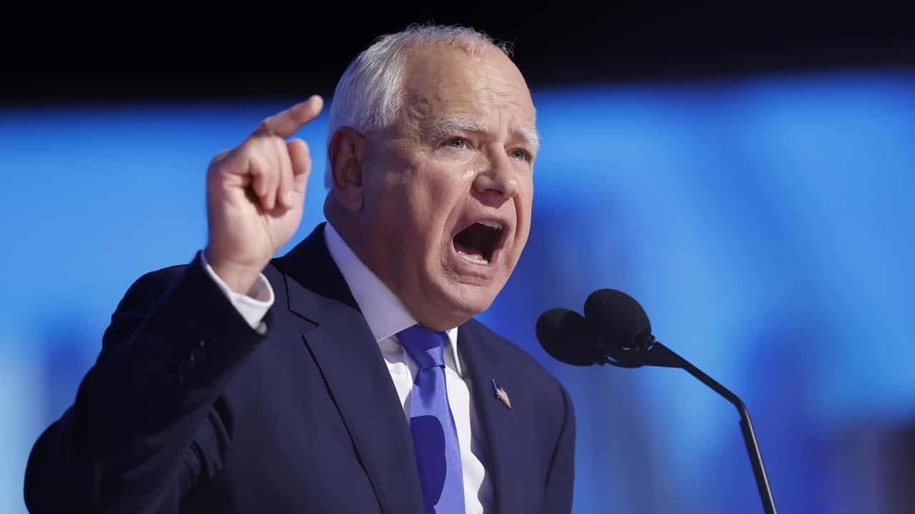 Tim Walz speaks at the Democratic National Convention