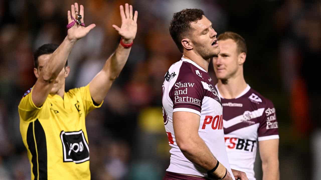 Manly's Corey Waddell sent to the sin bin in NRL match