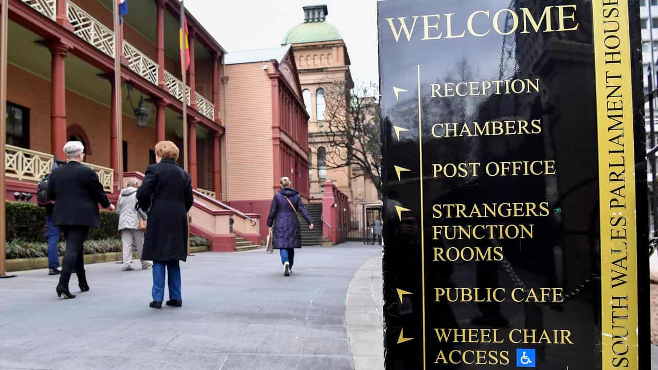 Signage at New South Wales Parliament House in Sydney