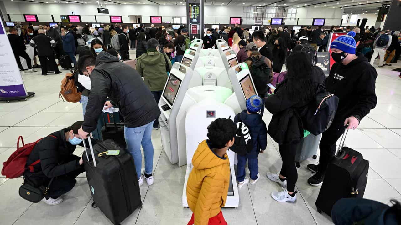 Passengers at the Virgin Australia domestic terminal at Melbourne