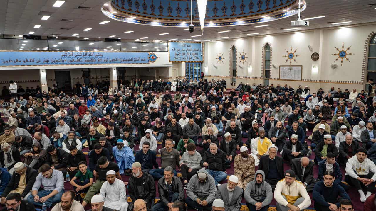 Worshippers at a Sydney mosque.