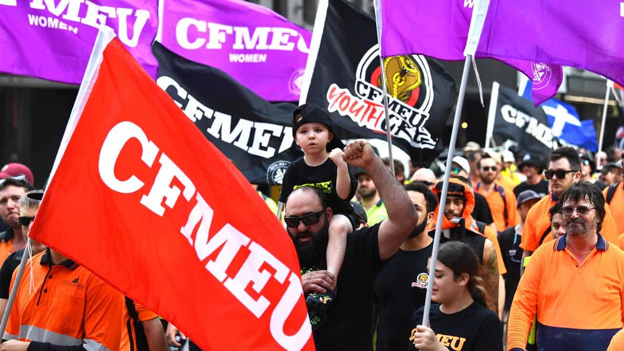 People at one of the CFMEU rallies