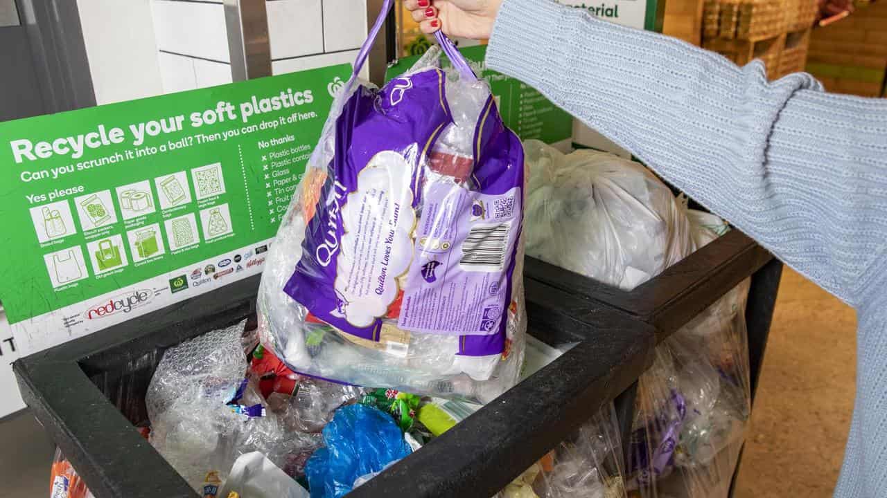 A supermarket collection bin for soft plastics