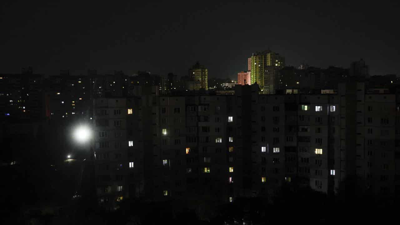 A residential area during an electricity blackout in Kyiv