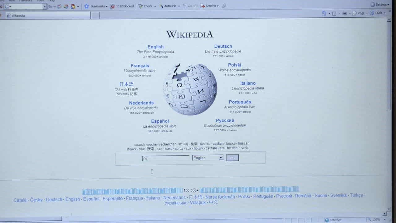 The  Wikipedia website's home page