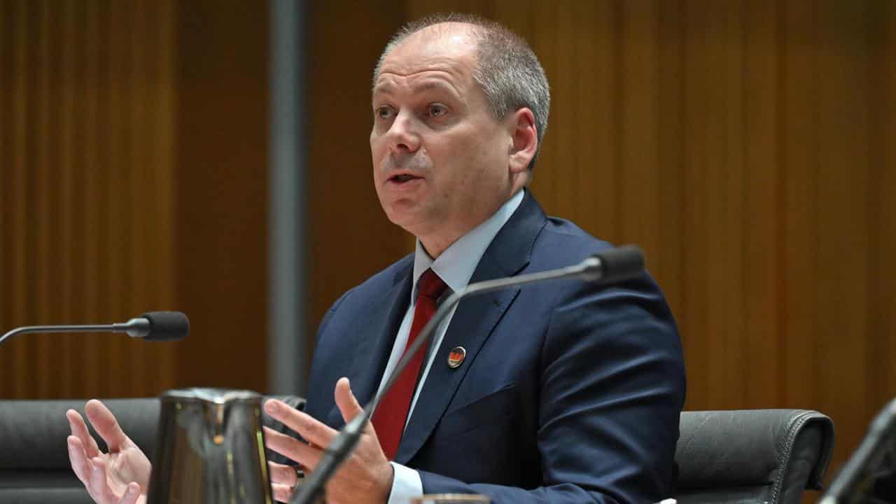 Westpac CEO Peter King at a parliamentary hearing in Canberra