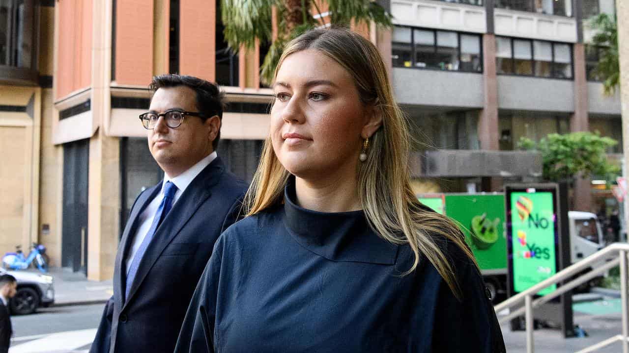 Brittany Higgins and David Sharaz arrive at court in Sydney