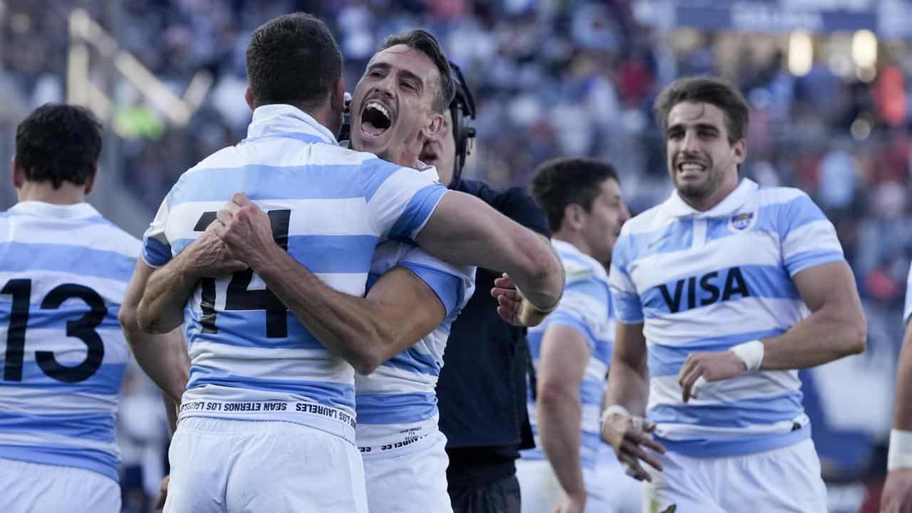 Celebrating Argentina players.