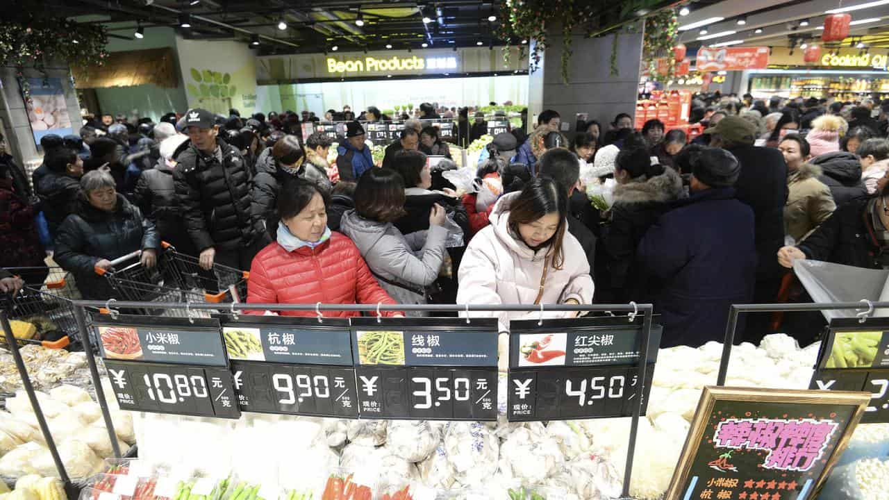 People shopping in a Chinese supermarket (file image)