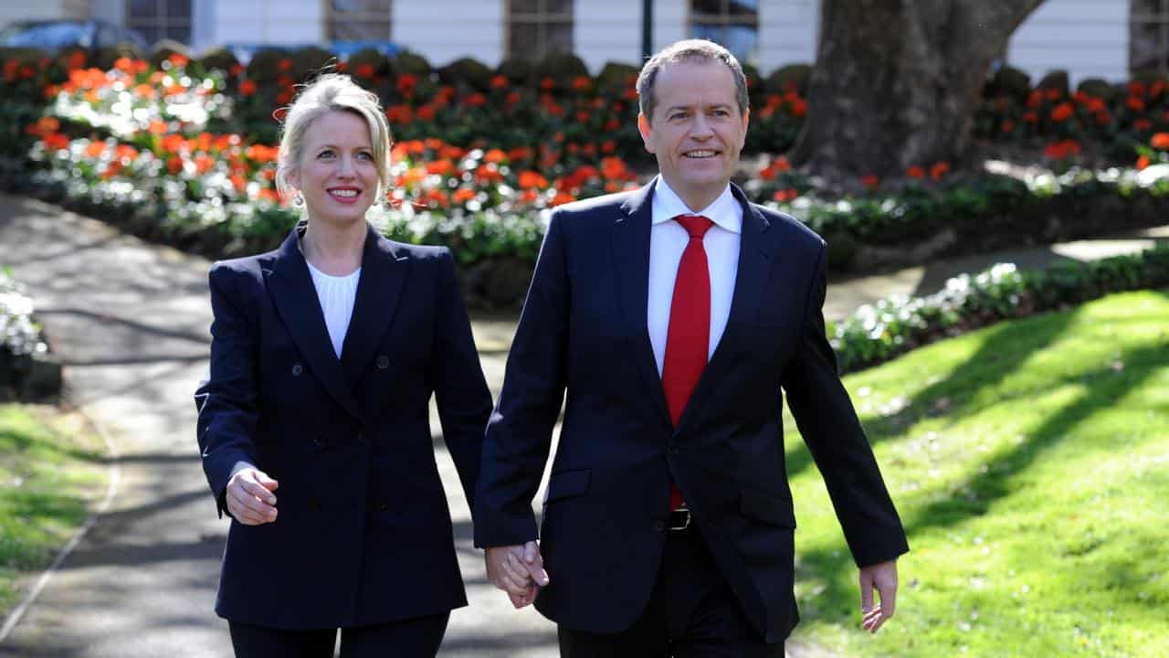 Bill Shorten with his wife Chloe Bryce.