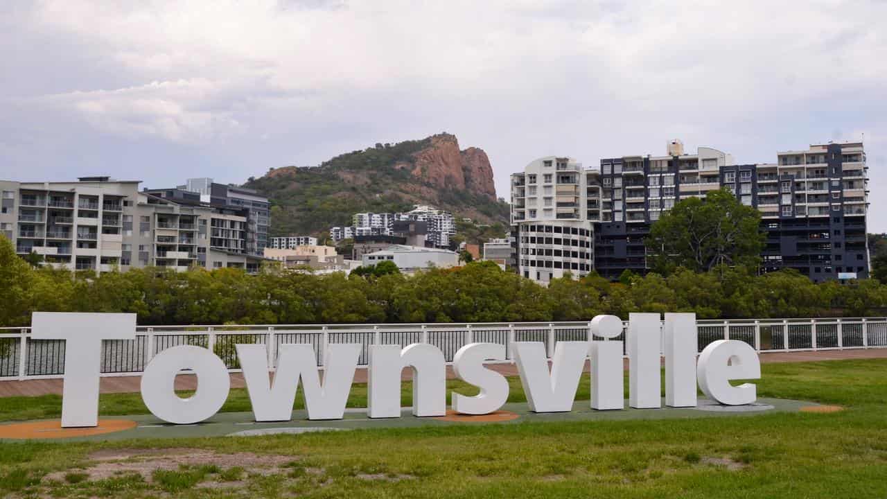 A general view of the Townsville sign