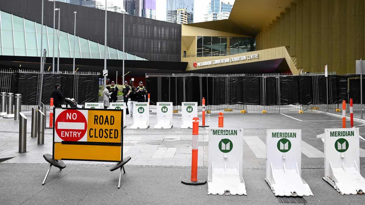 Security fencing at the Melbourne Convention and Exhibition Centre