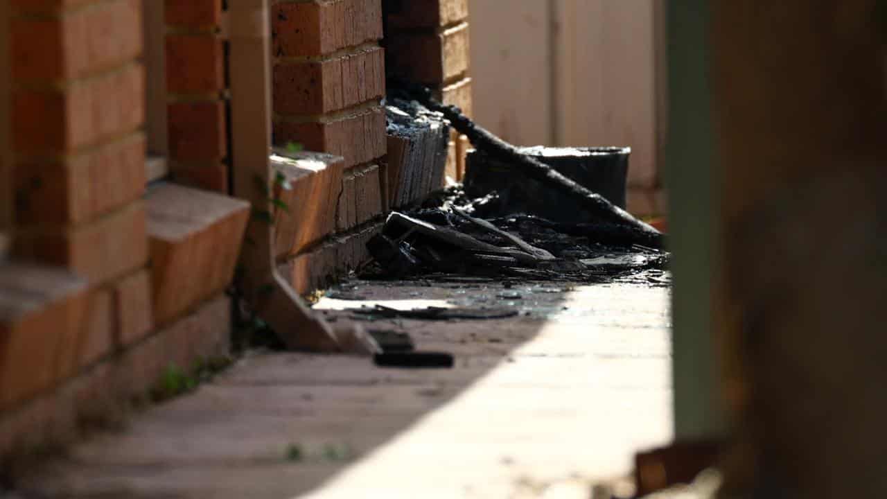 Fire debris at a Melbourne house fire.