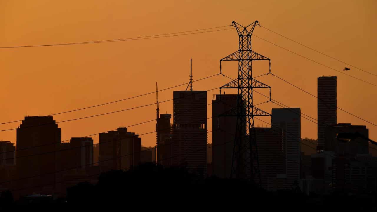 Electricity transmission tower in Brisbane.