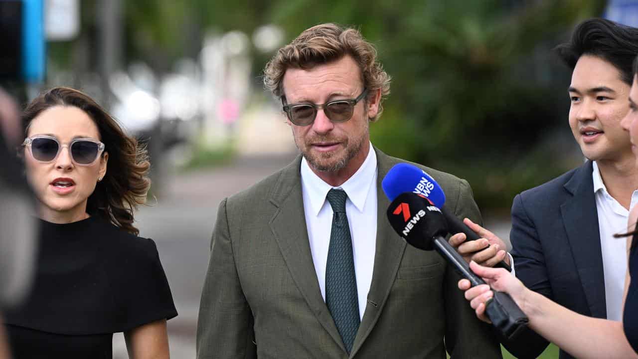 Australian actor Simon Baker arrives at Mullumbimby Court House