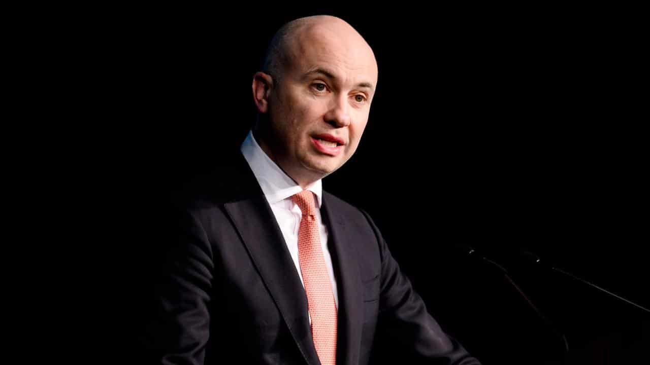 Matt Kean standing at a podium at the Australian Clean Energy Summit