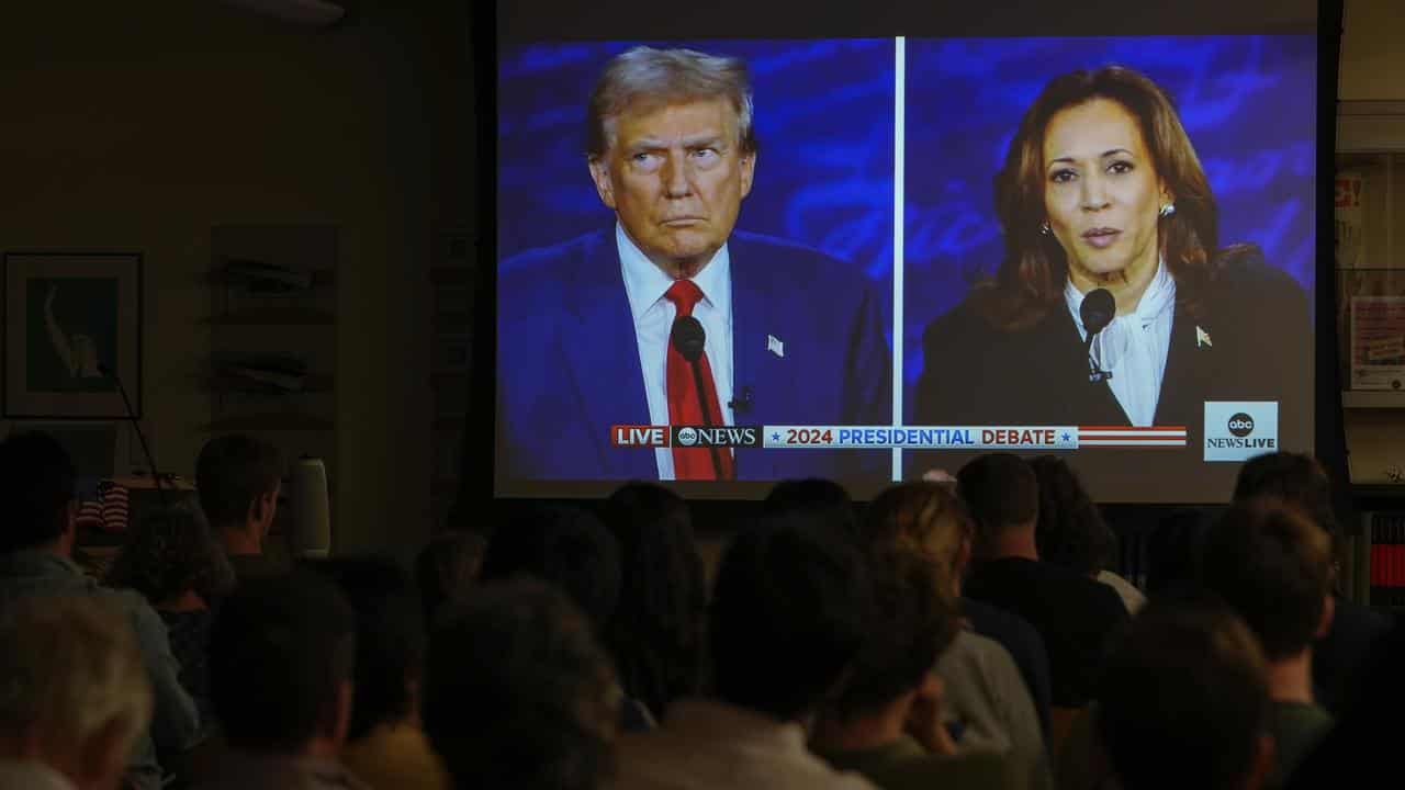 People watch the presidential debate at UC Berkeley, California