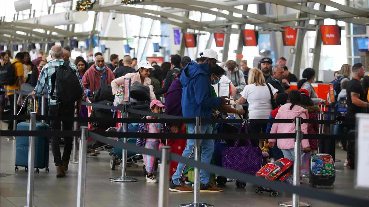 Travellers at Sydney Domestic Airport (file image)