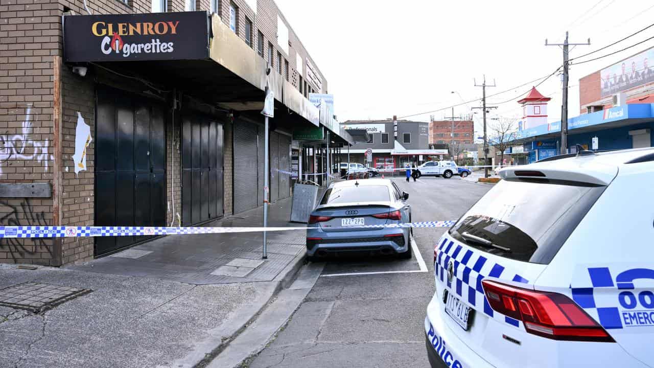 The crime scene at the tobacco store